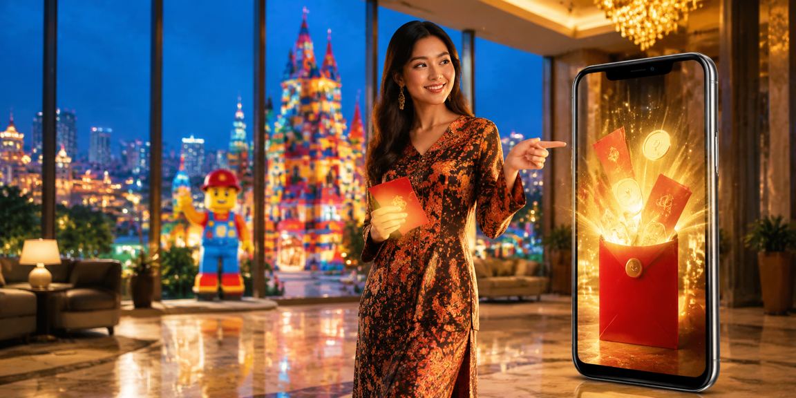 Sampul merah bonus promosi 43700 dengan rekaan batik Malaysia untuk pemain baharu dan aktif